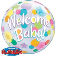 Welcome Baby Colourful Dots Bubble Balloon